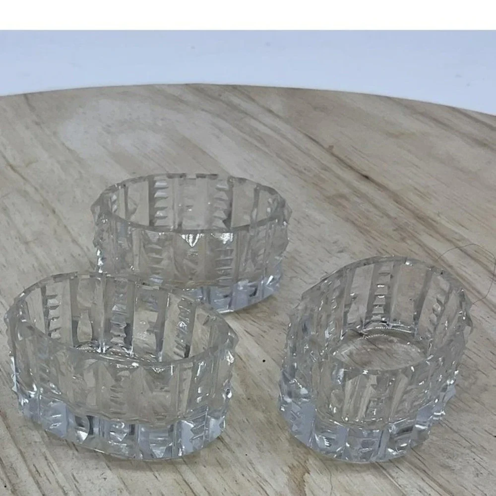Vintage Clear Pressed Glass Small Butter Pat Dishes Set Of 3 Oval Unmarked